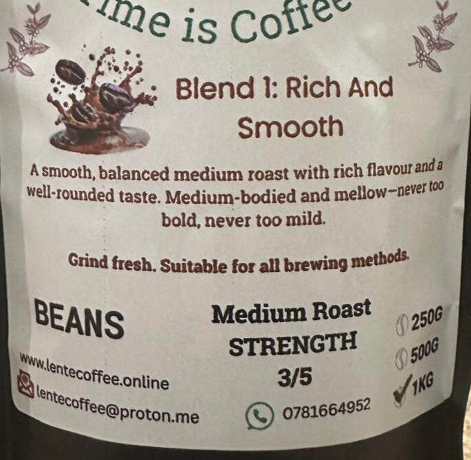 Blend 1 - Rich And Smooth Medium Roast (Beans) 1Kg