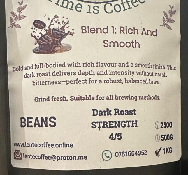 Blend 1 - Rich And Smooth Dark Roast (Beans) 1KG