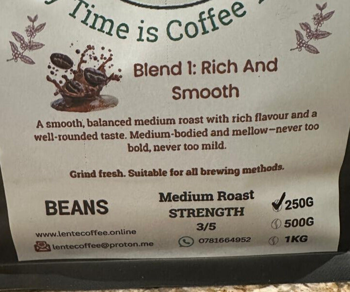 Blend 1 - Rich And Smooth  Medium Roast (Beans) 250g