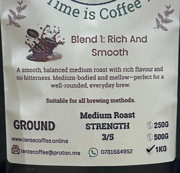 Blend 1 - Rich And Smooth  Medium Roast (Ground) 1Kg