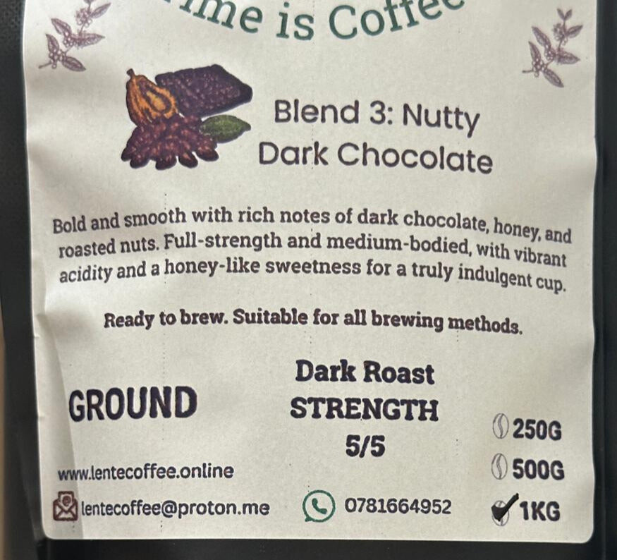 Blend 3 - Nutty Dark Chocolate  Dark Roast (Ground) 1Kg