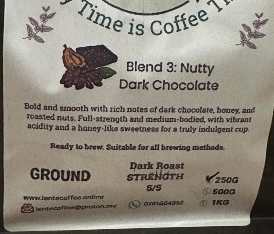 Blend 3 - Nutty Dark Chocolate  Dark Roast (Ground) 250g