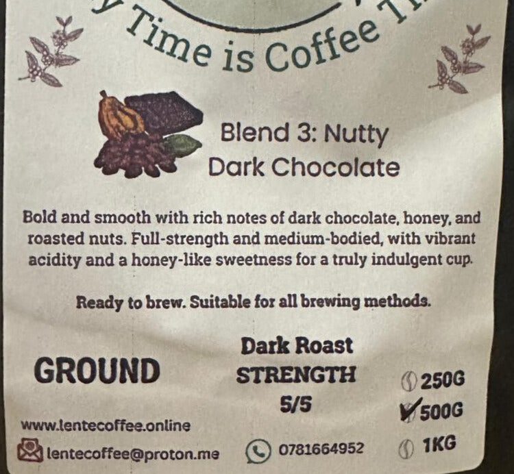 Blend 3 - Nutty Dark Chocolate  Dark Roast (Ground) 500g